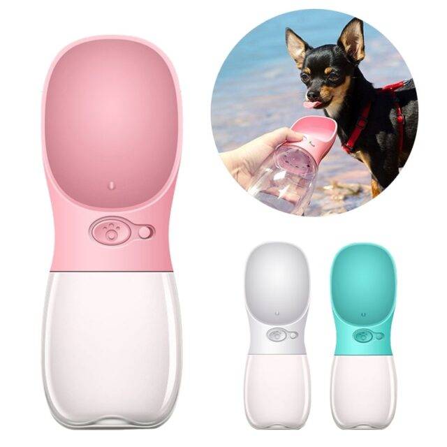 Portable Pet Water Bottle Carriers & Travel Essentials Let's Go for a Walk Color : Pink|Turquoise |White